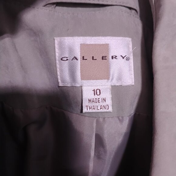 Gallery Women’s Taupe Hooded Long Trench Coat Size 10 – Super Soft Button-Front - Picture 6 of 7